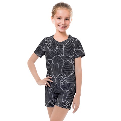 Flower Pattern Background Floral Beautiful Bloom Kids  Mesh Tee And Shorts Set by Jancukart