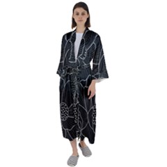 Flower Pattern Background Floral Beautiful Bloom Maxi Satin Kimono