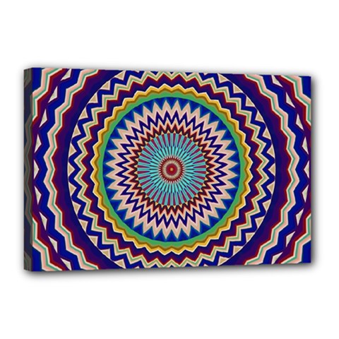 Kaleidoscope Geometric Circles Mandala Pattern Canvas 18  X 12  (stretched) by Jancukart