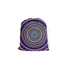 Kaleidoscope Geometric Circles Mandala Pattern Drawstring Pouch (small) by Jancukart