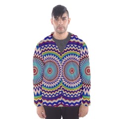 Kaleidoscope Geometric Circles Mandala Pattern Men s Hooded Windbreaker by Jancukart