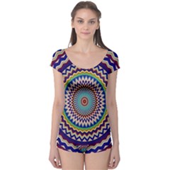 Kaleidoscope Geometric Circles Mandala Pattern Boyleg Leotard 