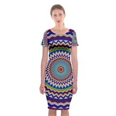 Kaleidoscope Geometric Circles Mandala Pattern Classic Short Sleeve Midi Dress