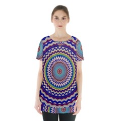 Kaleidoscope Geometric Circles Mandala Pattern Skirt Hem Sports Top by Jancukart