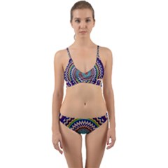 Kaleidoscope Geometric Circles Mandala Pattern Wrap Around Bikini Set