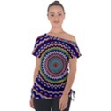 Kaleidoscope Geometric Circles Mandala Pattern Off Shoulder Tie-Up Tee View1