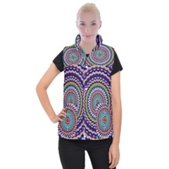 Kaleidoscope Geometric Circles Mandala Pattern Women s Button Up Vest by Jancukart