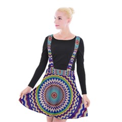 Kaleidoscope Geometric Circles Mandala Pattern Suspender Skater Skirt