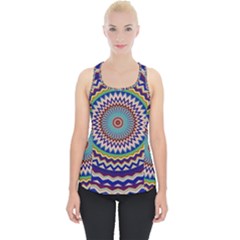 Kaleidoscope Geometric Circles Mandala Pattern Piece Up Tank Top