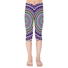 Kaleidoscope Geometric Circles Mandala Pattern Kids  Capri Leggings 