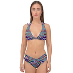 Kaleidoscope Geometric Circles Mandala Pattern Double Strap Halter Bikini Set