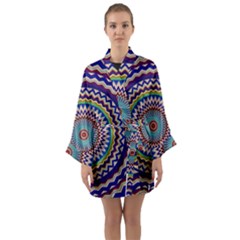 Kaleidoscope Geometric Circles Mandala Pattern Long Sleeve Satin Kimono