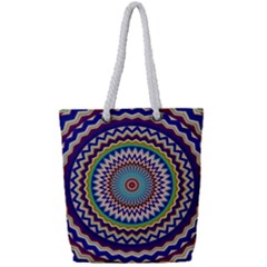 Kaleidoscope Geometric Circles Mandala Pattern Full Print Rope Handle Tote (small)