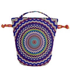 Kaleidoscope Geometric Circles Mandala Pattern Drawstring Bucket Bag by Jancukart