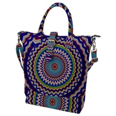 Kaleidoscope Geometric Circles Mandala Pattern Buckle Top Tote Bag by Jancukart