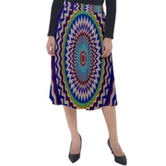 Kaleidoscope Geometric Circles Mandala Pattern Classic Velour Midi Skirt 