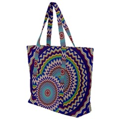 Kaleidoscope Geometric Circles Mandala Pattern Zip Up Canvas Bag by Jancukart