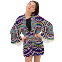 Kaleidoscope Geometric Circles Mandala Pattern Long Sleeve Kimono by Jancukart