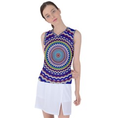 Kaleidoscope Geometric Circles Mandala Pattern Women s Sleeveless Sports Top by Jancukart