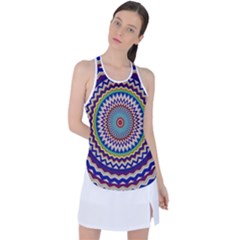 Kaleidoscope Geometric Circles Mandala Pattern Racer Back Mesh Tank Top