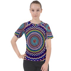 Kaleidoscope Geometric Circles Mandala Pattern Women s Sport Raglan Tee