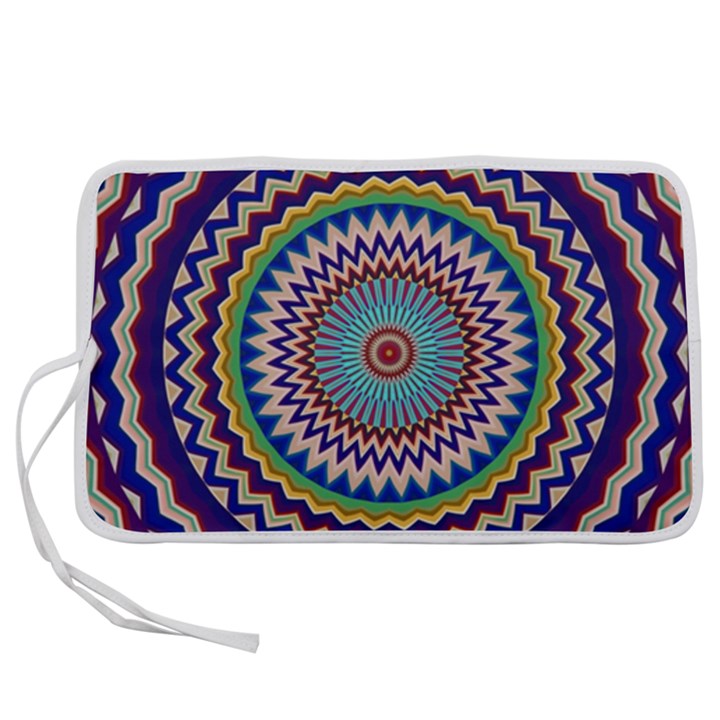 Kaleidoscope Geometric Circles Mandala Pattern Pen Storage Case (S)