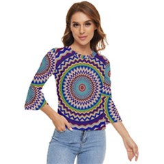 Kaleidoscope Geometric Circles Mandala Pattern Bell Sleeve Top