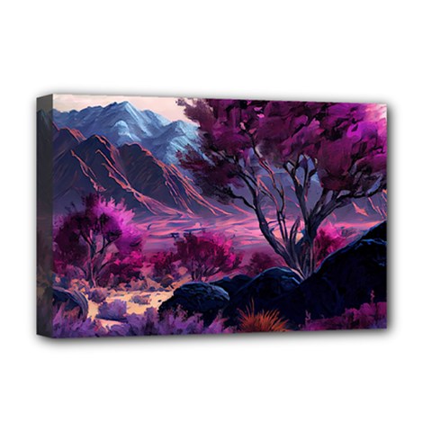 Landscape Landscape Painting Purple Purple Trees Deluxe Canvas 18  X 12  (stretched)