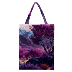 Landscape Landscape Painting Purple Purple Trees Classic Tote Bag