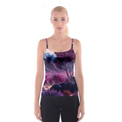 Landscape Landscape Painting Purple Purple Trees Spaghetti Strap Top by Jancukart