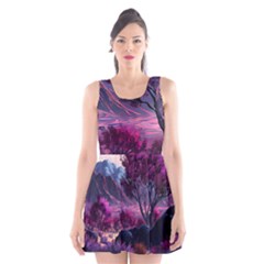 Landscape Landscape Painting Purple Purple Trees Scoop Neck Skater Dress