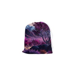 Landscape Landscape Painting Purple Purple Trees Drawstring Pouch (xs)