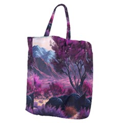 Landscape Landscape Painting Purple Purple Trees Giant Grocery Tote