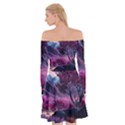 Landscape Landscape Painting Purple Purple Trees Off Shoulder Skater Dress View2