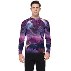 Landscape Landscape Painting Purple Purple Trees Men s Long Sleeve Rash Guard by Jancukart