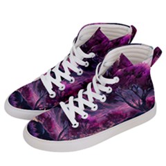 Landscape Landscape Painting Purple Purple Trees Men s Hi-top Skate Sneakers