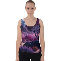 Landscape Landscape Painting Purple Purple Trees Velvet Tank Top by Jancukart