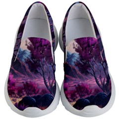 Landscape Landscape Painting Purple Purple Trees Kids Lightweight Slip Ons