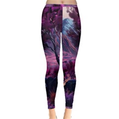 Landscape Landscape Painting Purple Purple Trees Inside Out Leggings