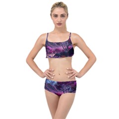 Landscape Landscape Painting Purple Purple Trees Layered Top Bikini Set by Jancukart