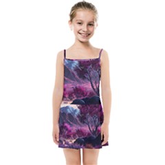 Landscape Landscape Painting Purple Purple Trees Kids  Summer Sun Dress