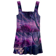 Landscape Landscape Painting Purple Purple Trees Kids  Layered Skirt Swimsuit