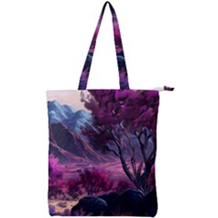 Landscape Landscape Painting Purple Purple Trees Double Zip Up Tote Bag by Jancukart