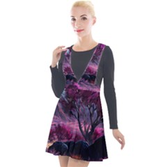 Landscape Landscape Painting Purple Purple Trees Plunge Pinafore Velour Dress