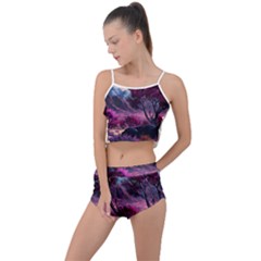 Landscape Landscape Painting Purple Purple Trees Summer Cropped Co-ord Set by Jancukart