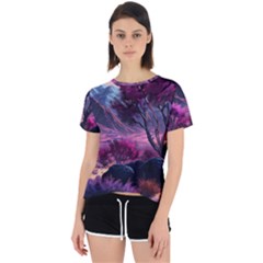 Landscape Landscape Painting Purple Purple Trees Open Back Sport Tee by Jancukart