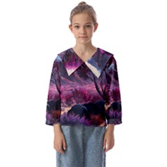 Landscape Landscape Painting Purple Purple Trees Kids  Sailor Shirt