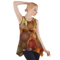 Flower Flora Decoration Pattern Drawing Floral Side Drop Tank Tunic