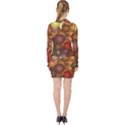 Flower Flora Decoration Pattern Drawing Floral V-neck Bodycon Long Sleeve Dress View2