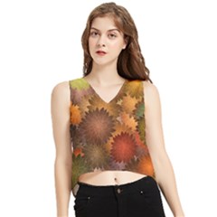 Flower Flora Decoration Pattern Drawing Floral V-neck Cropped Tank Top by Jancukart